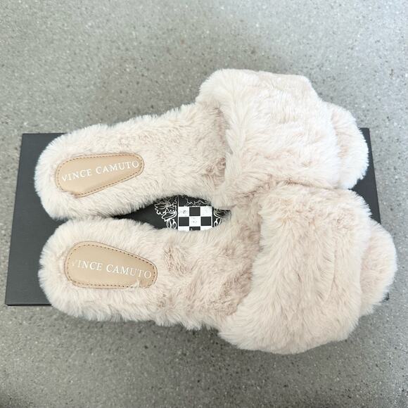 Vince Camuto Ampendie Faux Fur Cream Slides - Picture 4 of 6